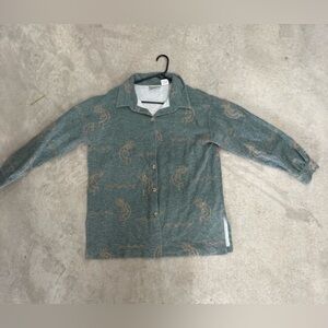 Button up green long sleeve with designs